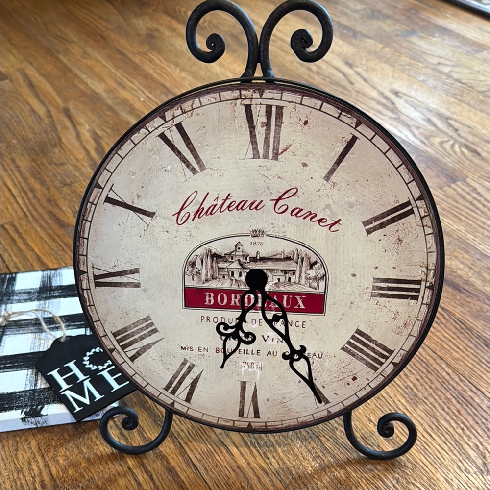 French Country Decorative Faux Clock Chateau Bordeaux Table Decor